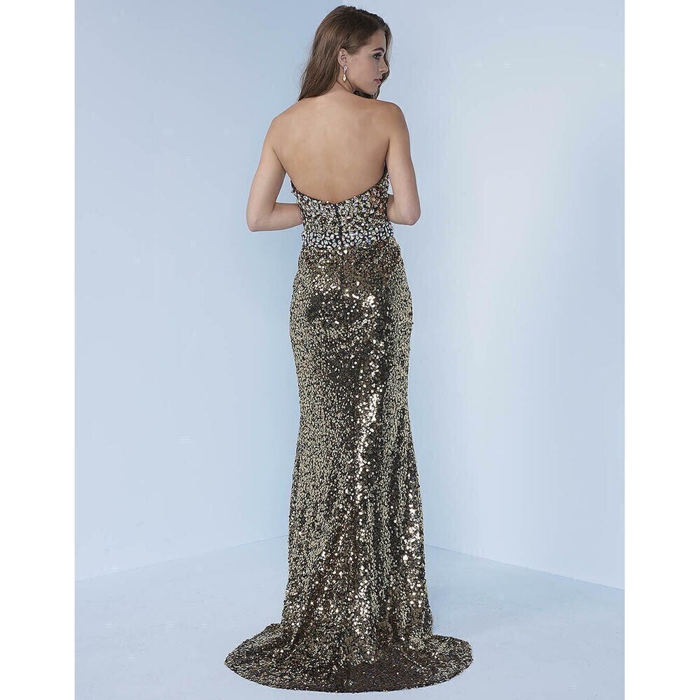 Splash Sequin Strapless Prom Dress J488 Purple - Picture 2 of 8